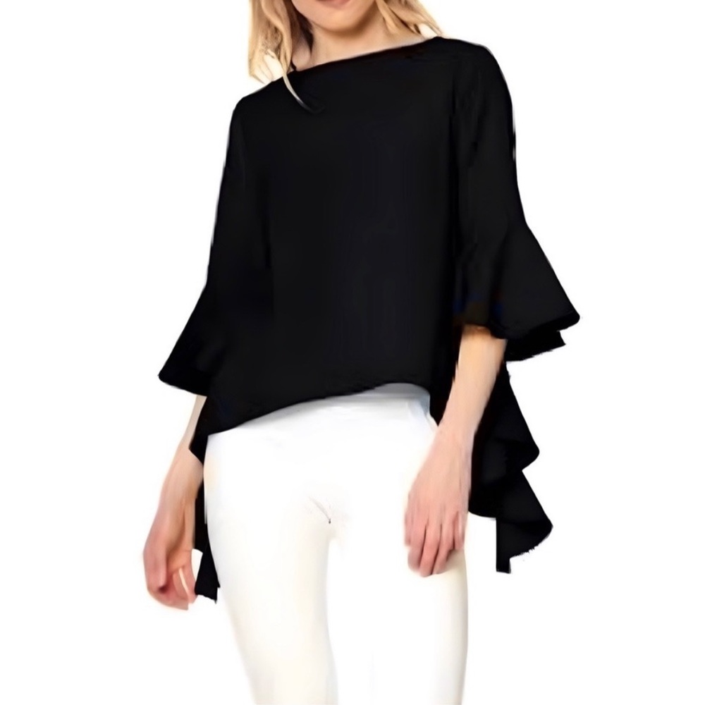 Gracia Black dramatic sleeve blouse